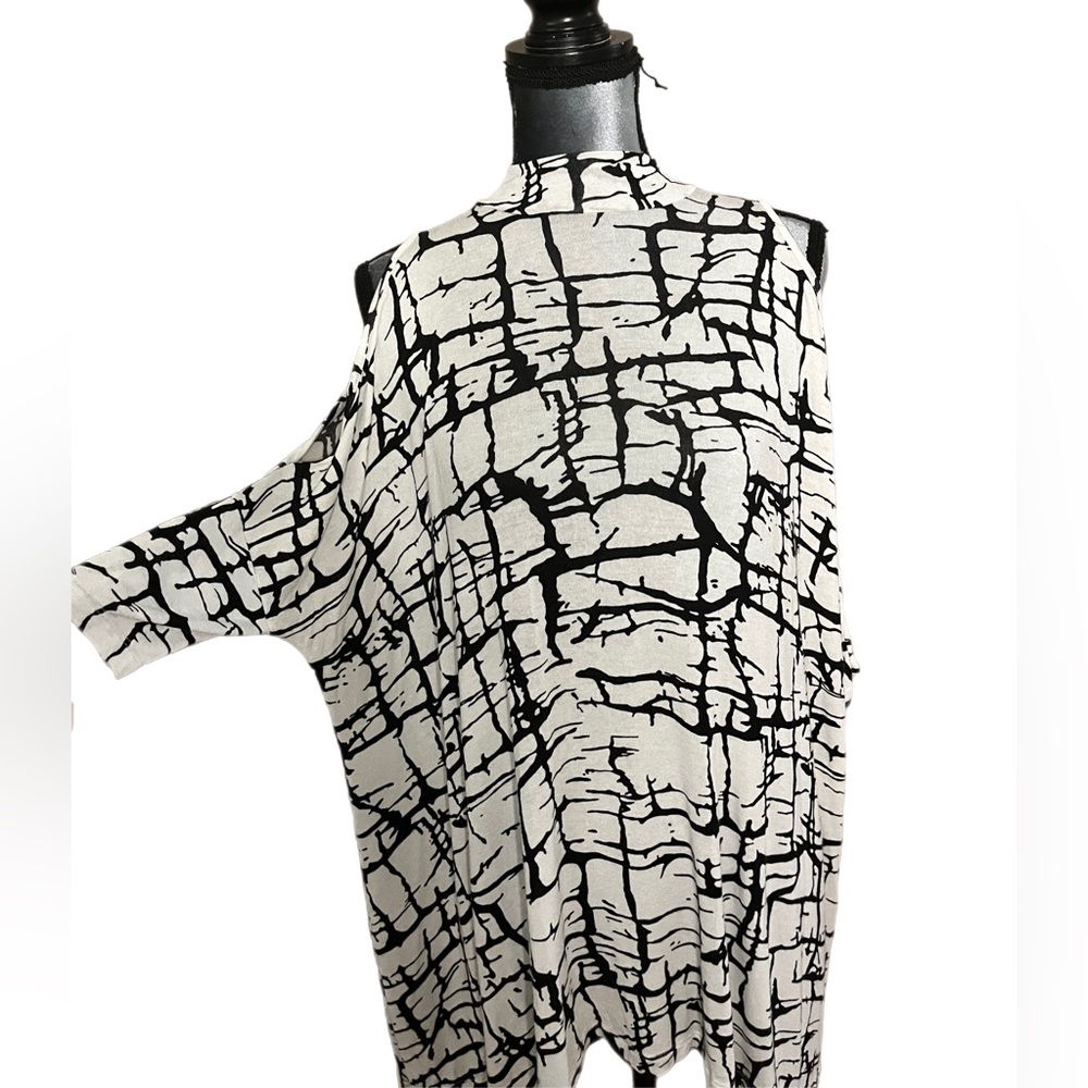 ASOS Black & White Geometric Asymmetrical Mock Neck Tunic, Size S